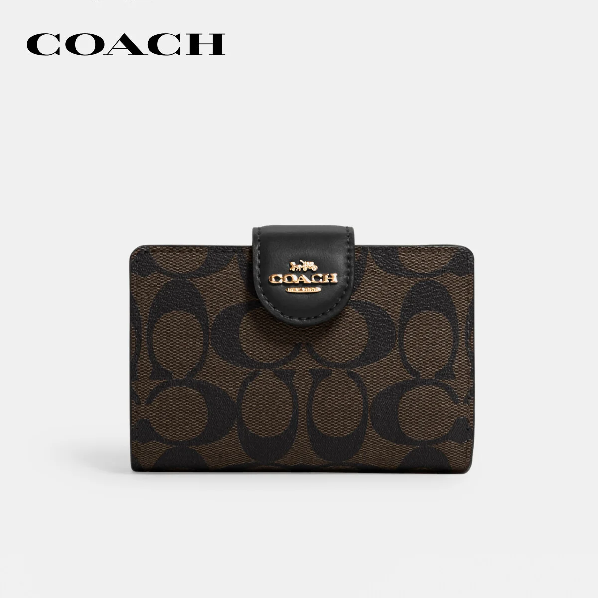 COACH กระเป๋าสตางค์ผู้หญิง รุ่น Medium Corner Zip Wallet In Signature Canvas สีน้ำตาล C0082 IMAA8 53453e8e7a3b0a74a4b9c0534ebc90c2