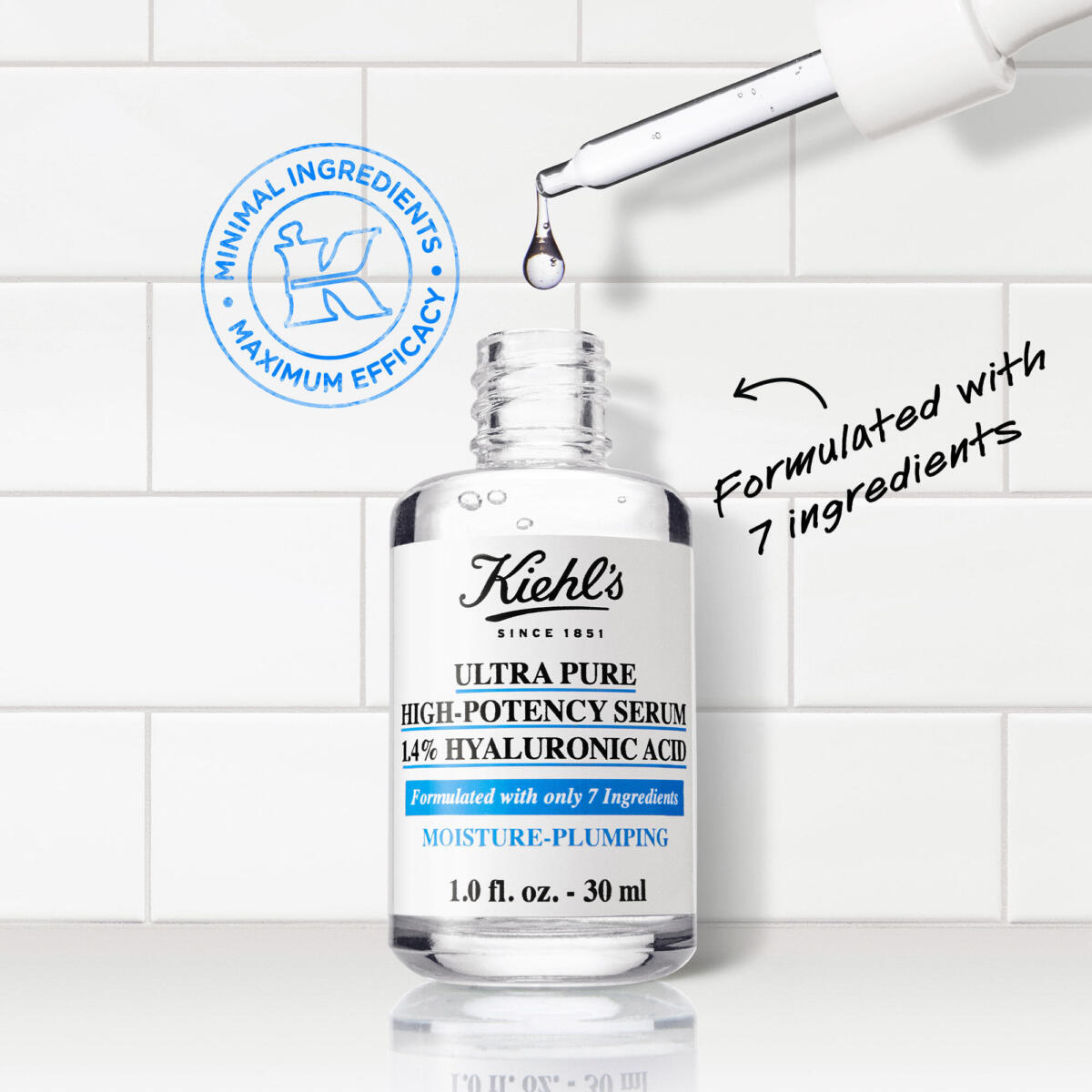 เซรั่ม Kiehl's Ultra Pure High-Potency 1.4% Hyaluronic Acid Serum 30ml คีลส์ อัลตร้า เพียว สูตร ไฮยาลูโรนิก แอซิด 1.4% เซรั่มสูตรเข้มข้น มอบควำมชุ่มชื้นให้ผิวดูอิ่มฟูและนุ่มเด้ง 6b33e719a8bbb2f075b70d446665779d