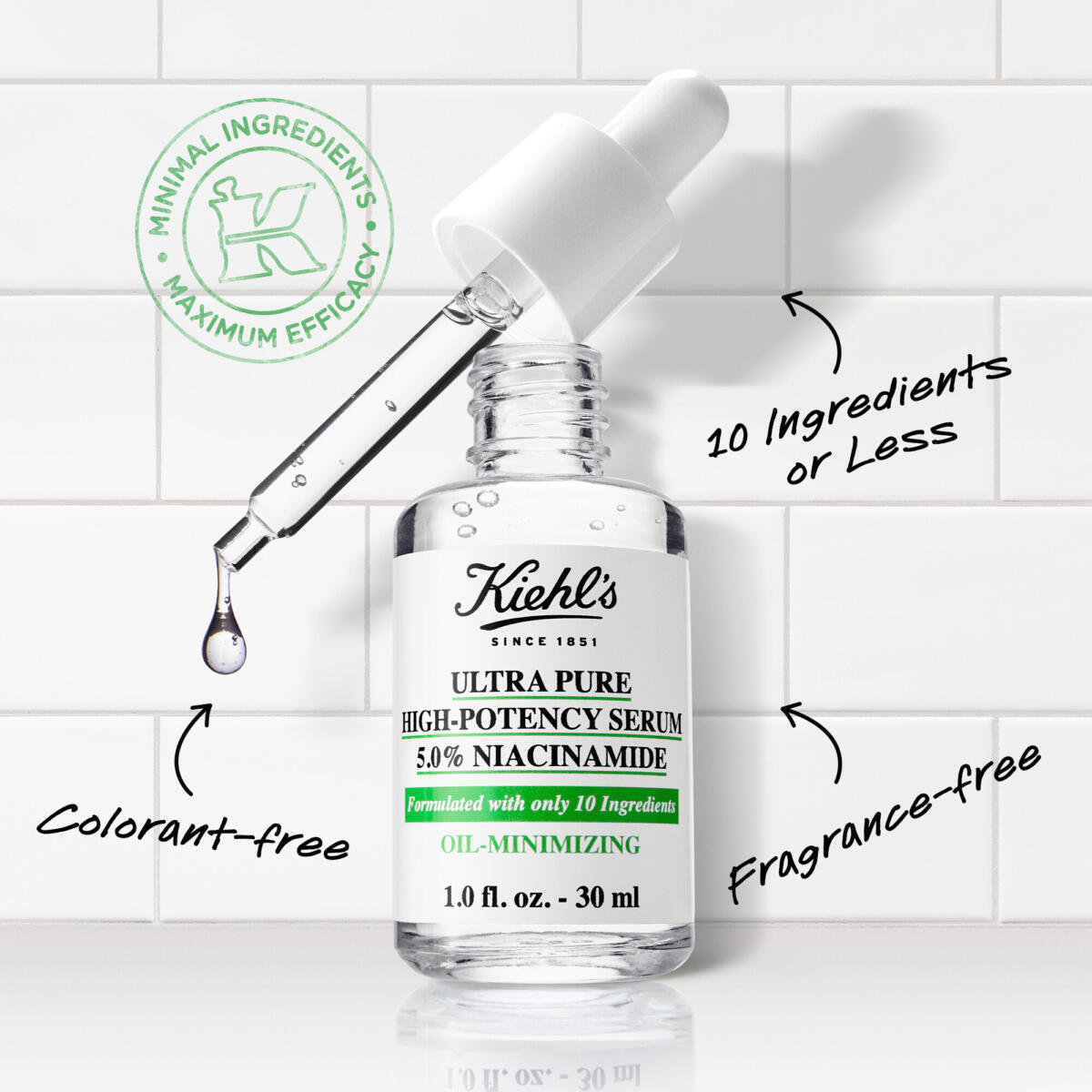 เซรั่ม Kiehl's Ultra Pure High-Potency 5.0% Niacinamide Serum 30ml คีลส์ อัลตร้า เพียว สูตร ไนอาซินาไมด์ 5% เซรั่มสูตรเข้มข้น ช่วยลดความมันส่วนเกินและสิวดูลดลง a74cd0b236d921630e9d3c56ac9b5dc2