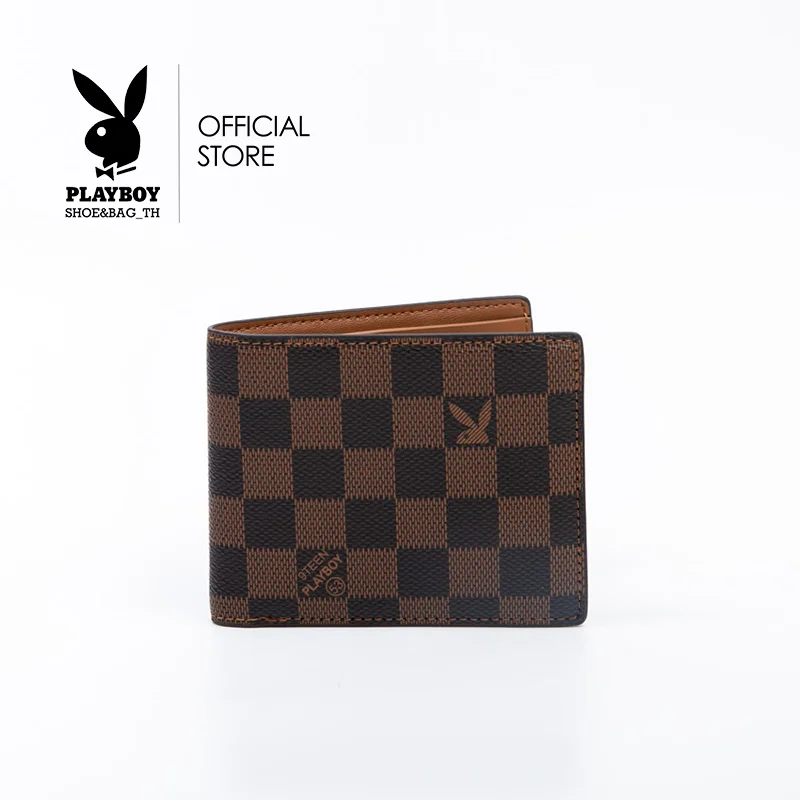 PLAYBOY กระเป๋าสตางค์ผู้ชาย รุ่น ST-WA232PBM058-BR ดีไซน์ลายตารางหมากฮอต- สี น้ำตาล b63d5f6240fe2fed59bbf7056df3d5dd
