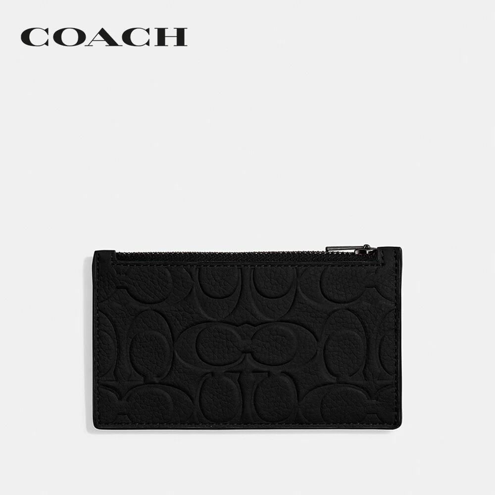 COACH กระเป๋าใส่บัตร ผู้ชาย รุ่น Zip Card Case In Signature Leather สีดำ CH744 BLK 159442fd8f3b12353811b2ce1e6b1860