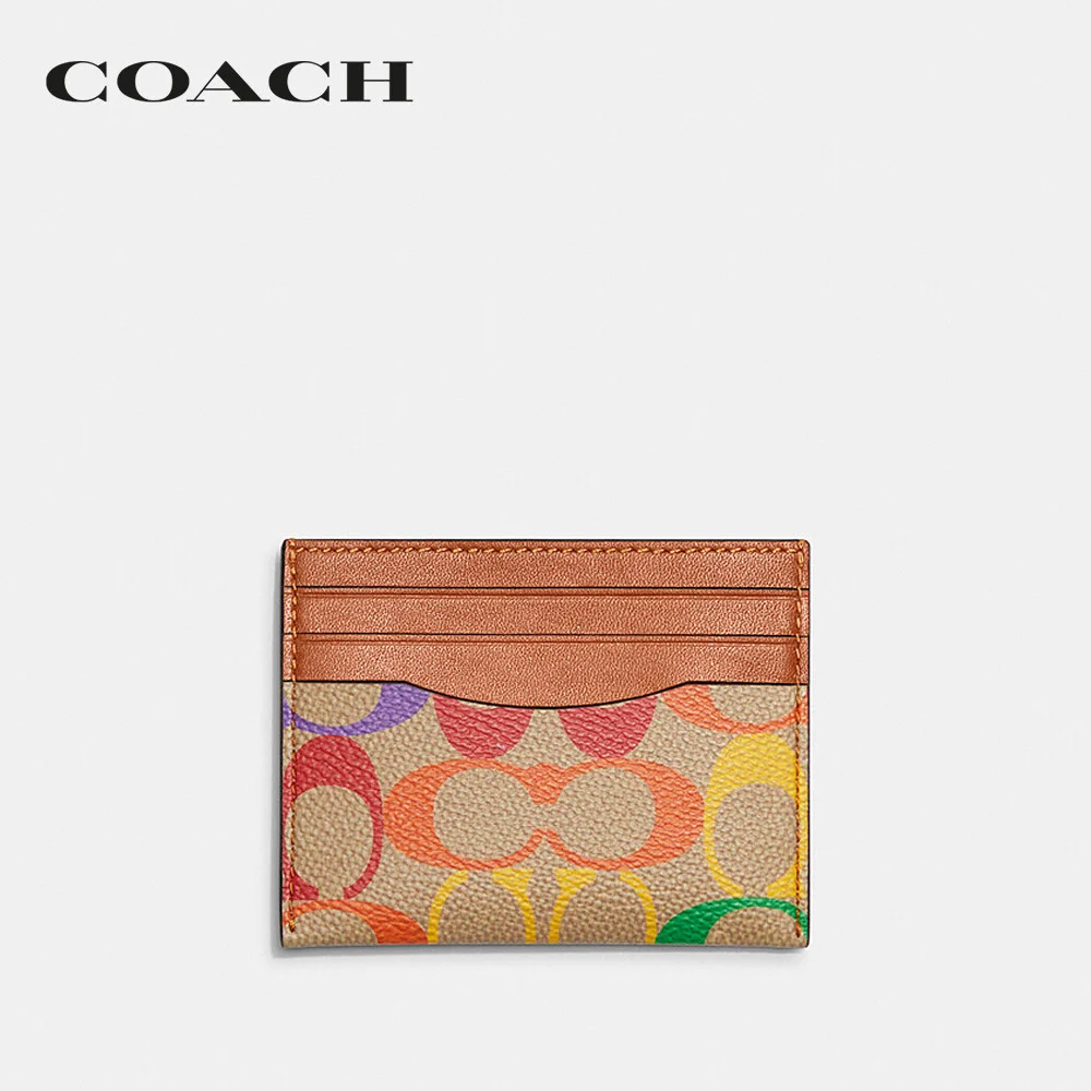 COACH กระเป๋าใส่บัตร ผู้ชาย รุ่น Card Case In Rainbow Signature Canvas สีครีม CJ805 RBW 1d7d0bca6d9a6533d63bd2f7bb943208