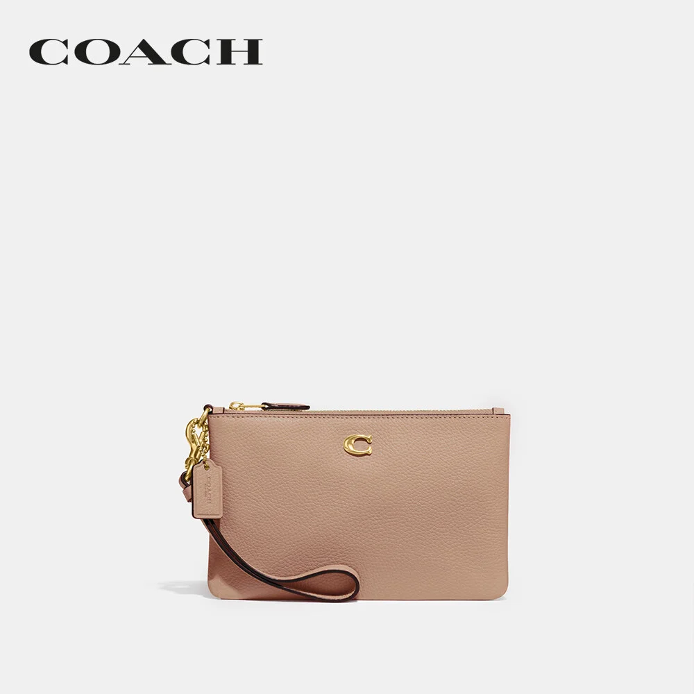 COACH กระเป๋าคล้องมือขนาดเล็ก ผู้หญิง รุ่น Small Wristlet สีครีม CH818 LHTAU 31c39ee9d76c462c59ea1fe60d8bd6ae