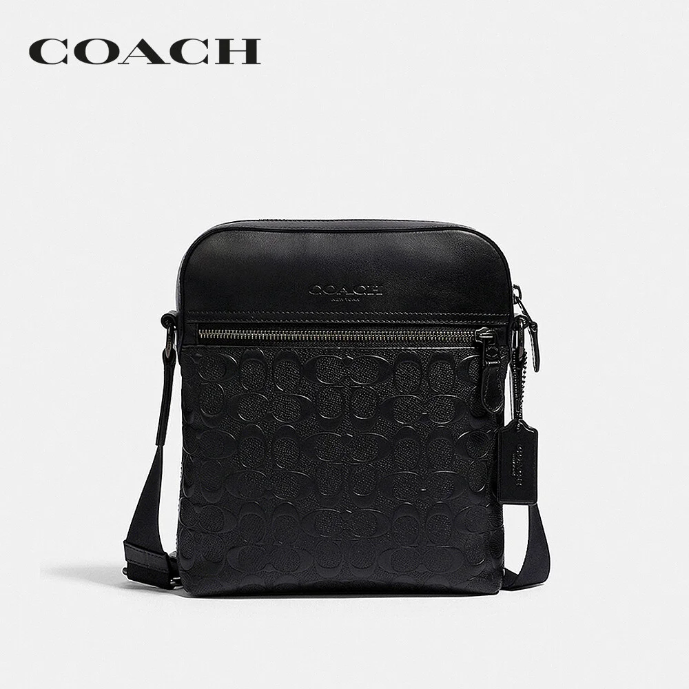 COACH กระเป๋าสะพายข้าง ผู้ชาย รุ่น Houston Flight Bag In Signature Leather สีดำ 4009 QB/BK 3333f41ceeea3d7782eeb9880f91d501