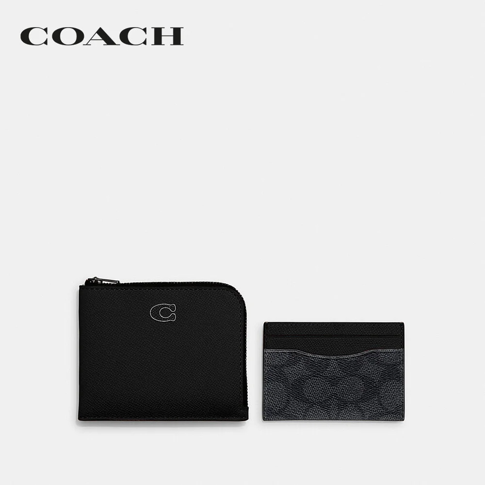 COACH กระเป๋าสตางค์ ผู้ชาย รุ่น 3-In-1 L-Zip Wallet With Signature Canvas สีดำ CJ882 BK/CQ 37b19b931d54249f1603990077400a9e