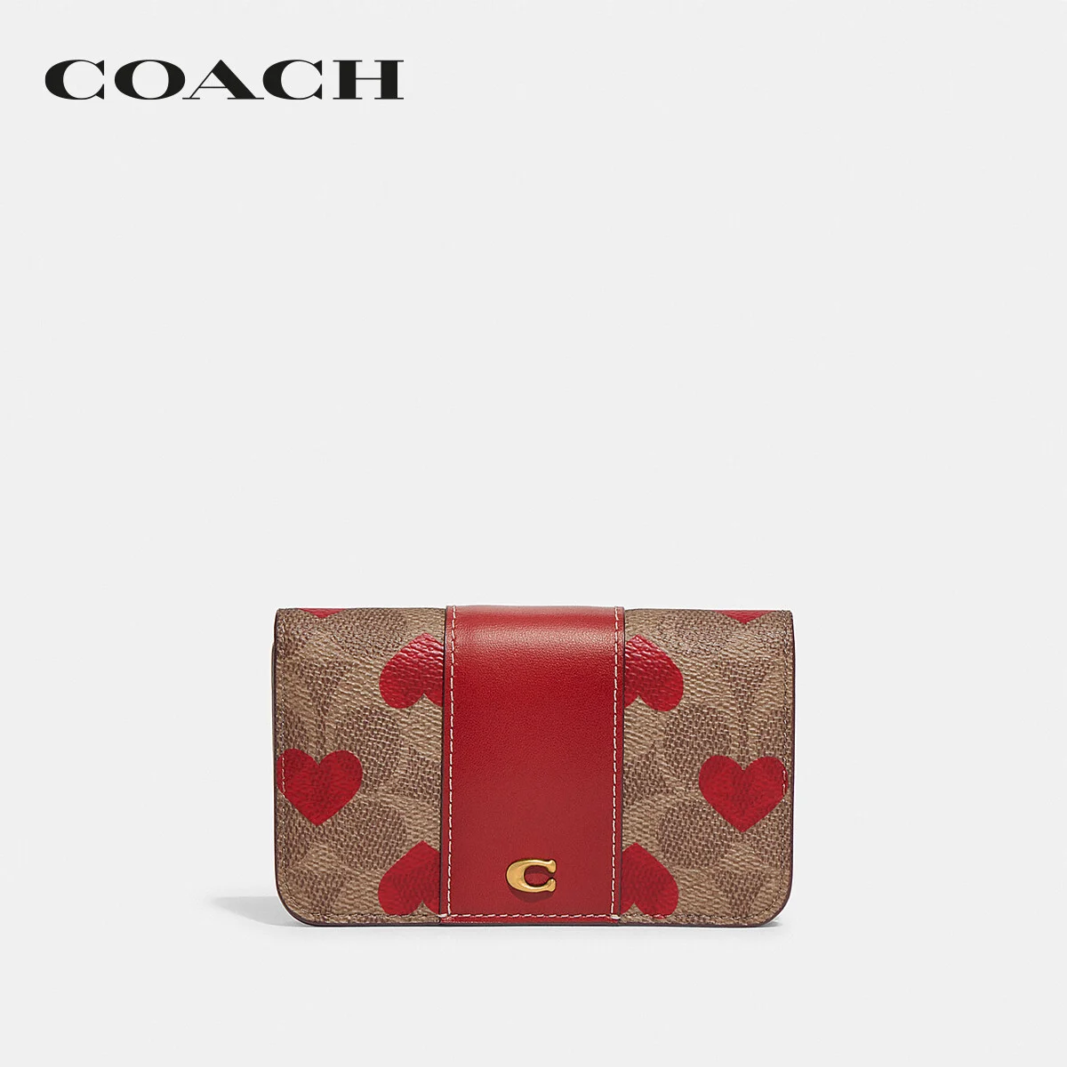 COACH กระเป๋าใส่บัตร ผู้หญิง รุ่น Slim Card Case In Signature Canvas With Heart Print สีแดง CF281 B4P22 71b00fae5bffd7c287fe0a2d9c0f9c29