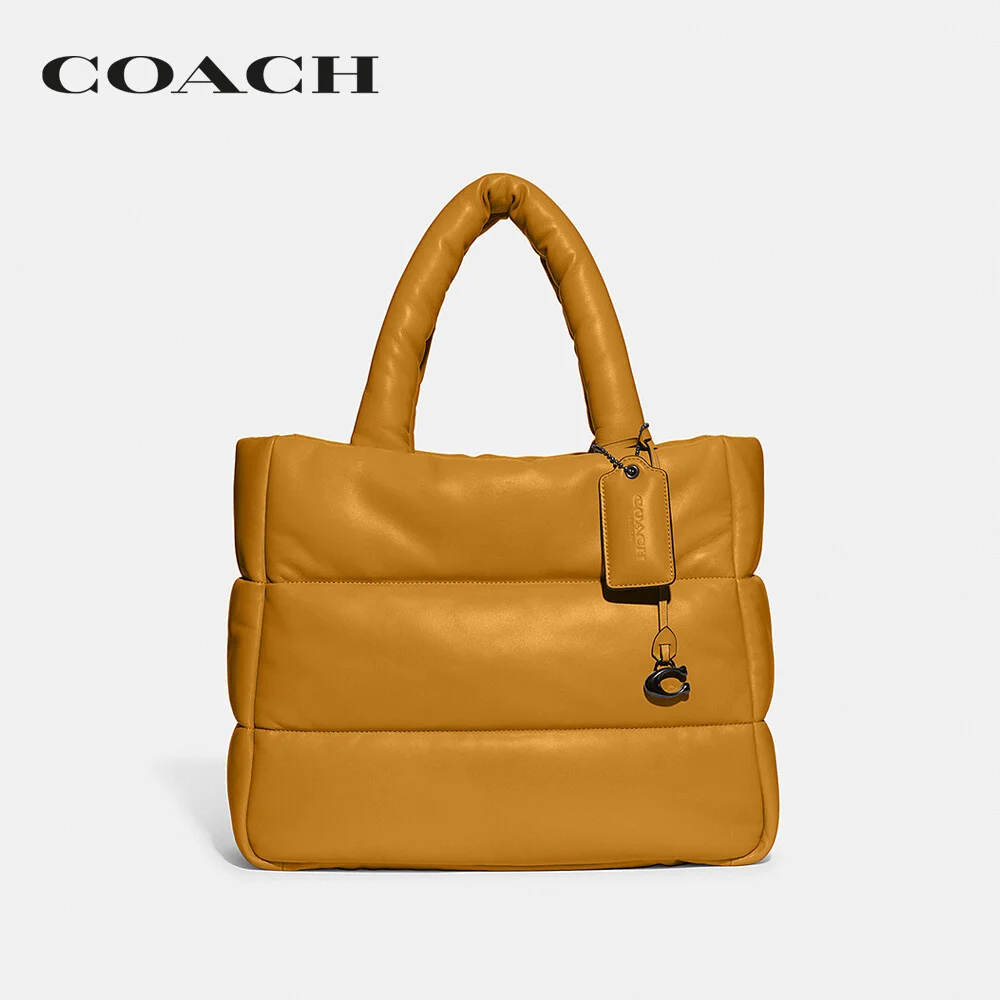 COACH กระเป๋าทรงสี่เหลี่ยม ผู้หญิง รุ่น Pillow Tote สีเหลือง CE722 V5BUT 7d4bfa1c8fdcd05f03776ff920b540ad