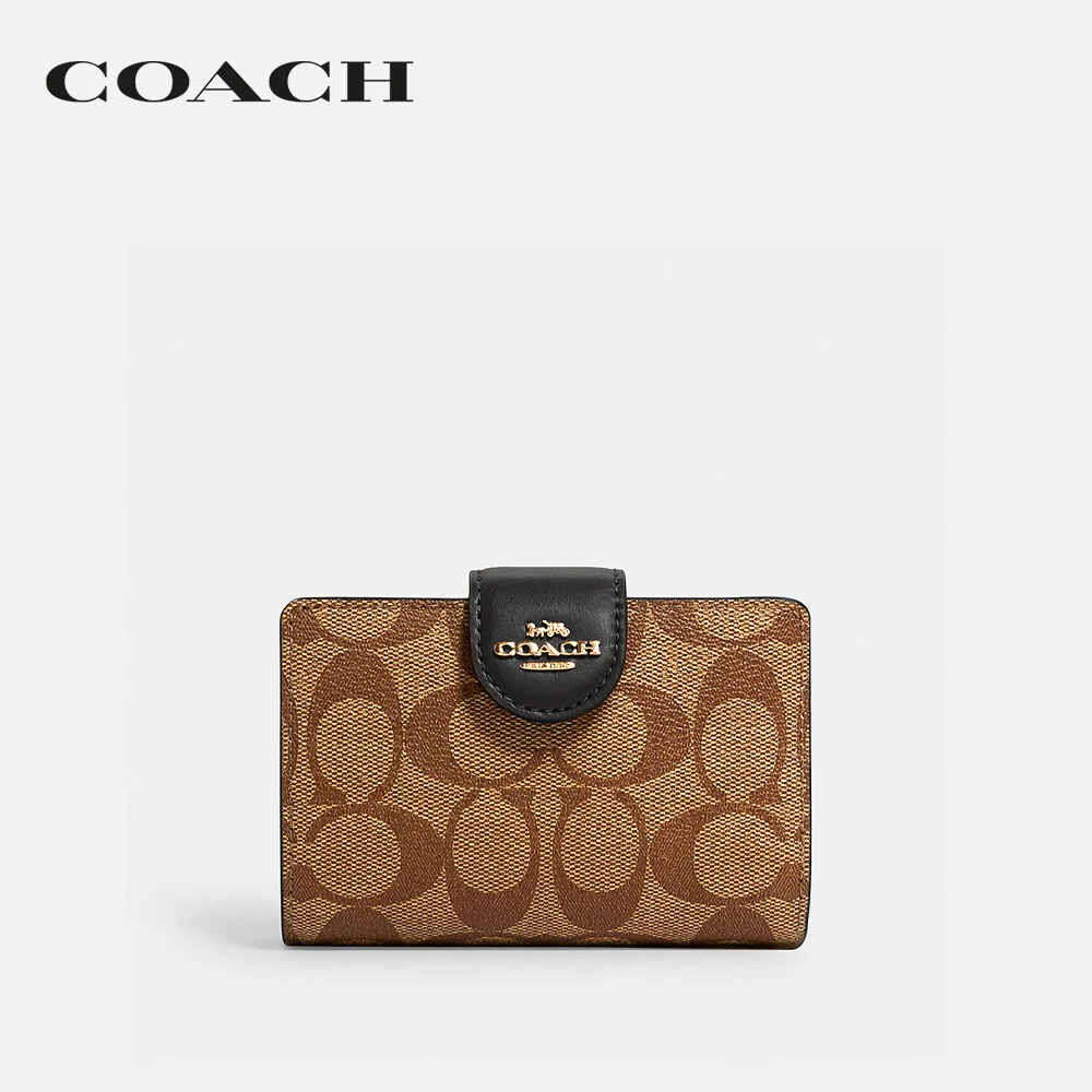 COACH กระเป๋าสตางค์ ผู้หญิง รุ่น Medium Corner Zip Wallet In Signature Canvas สีครีม C0082 IMCBI 877f17835489e66032bc11a8b091f2e8
