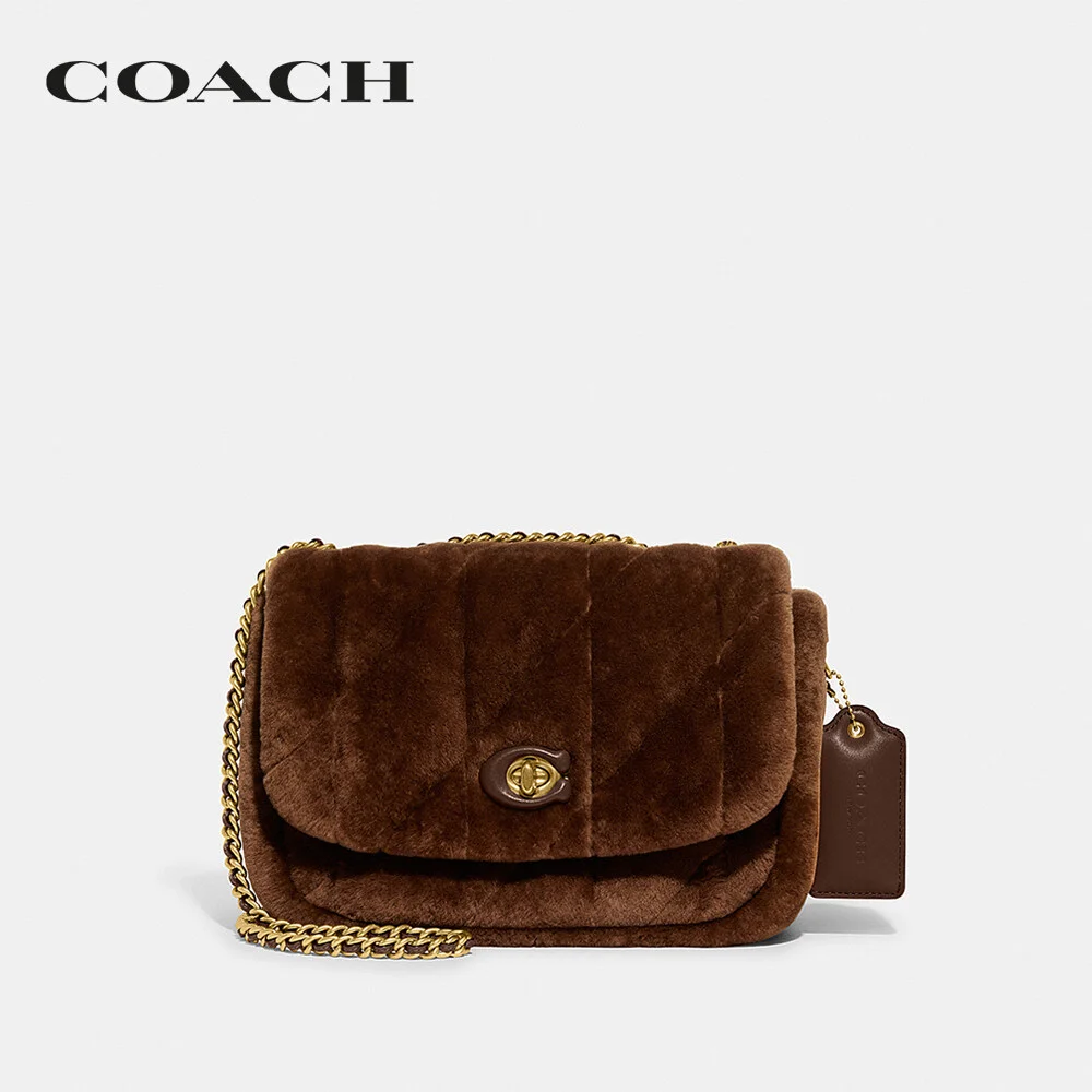 COACH กระเป๋าสะพายไหล่ ผู้หญิง รุ่น Pillow Madison Shoulder Bag In Shearling With Quilting สีน้ำตาล CE721 B4UOQ b1e6790ca8e54d0c4c1d9eacf901086a