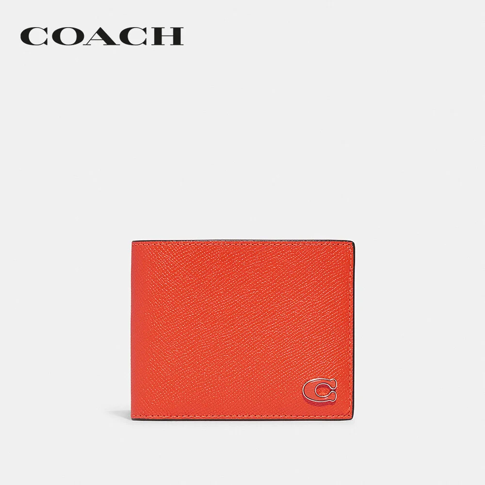COACH กระเป๋าสตางค์ ผู้ชาย รุ่น 3-In-1 Wallet With Signature Canvas Interior สีส้ม CJ880 B4D c2cbf23da1ec151f5abc2d3a017ae854