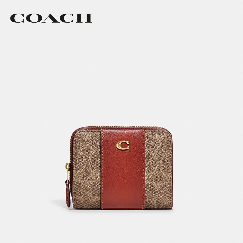 COACH กระเป๋าแบบมีซิปรอบขนาดเล็ก ผู้หญิง รุ่น Billfold Wallet In Colorblock Signature Canvas สีครีม CD716 B4NQ4 c3fb785a447748b7b694338af0270a16