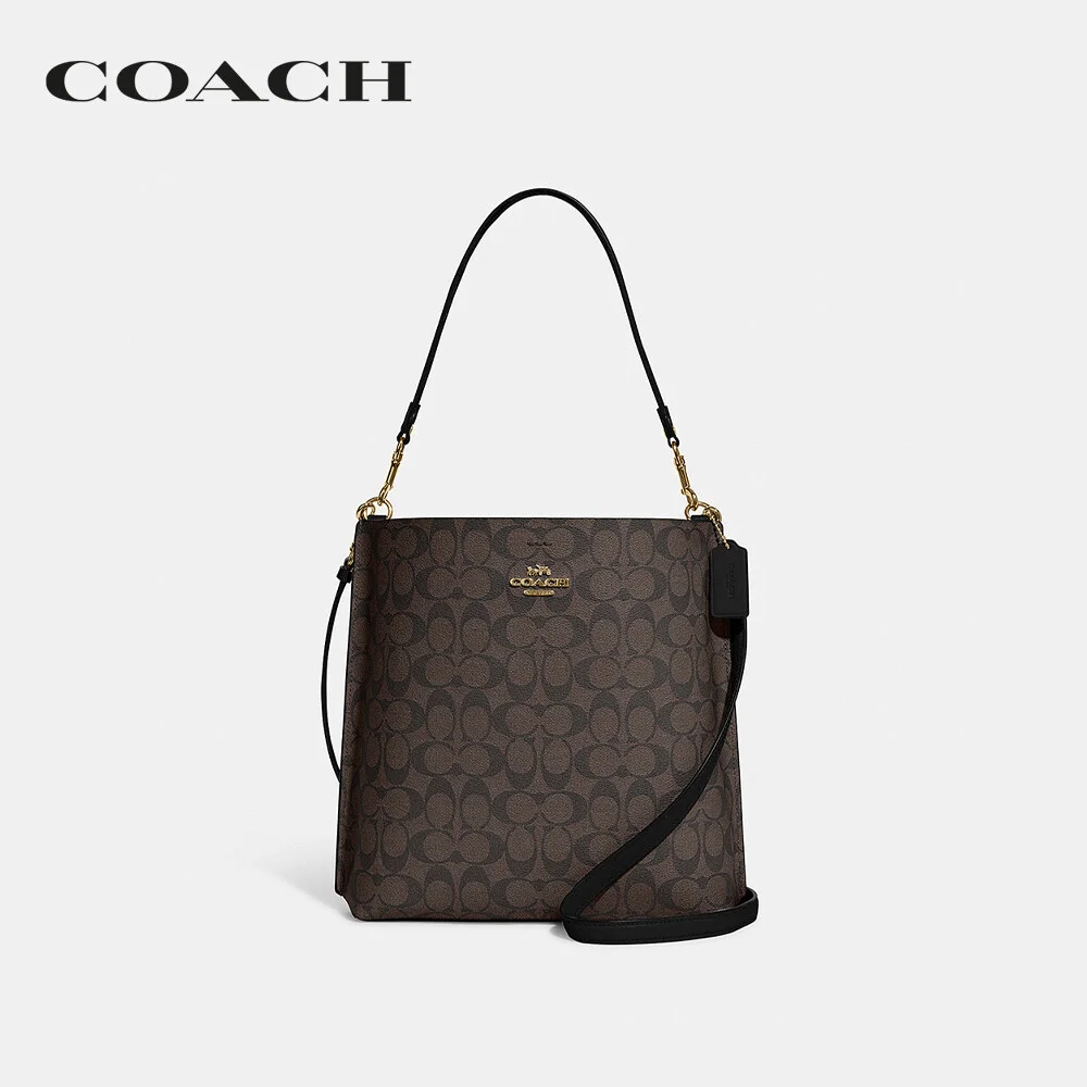 COACH กระเป๋าสะพายไหล่ ผู้หญิง รุ่น Mollie Bucket Bag In Signature Canvas สีน้ำตาล CA561 IMAA8 c8c9dd2c171fa90defee8f9f29037001
