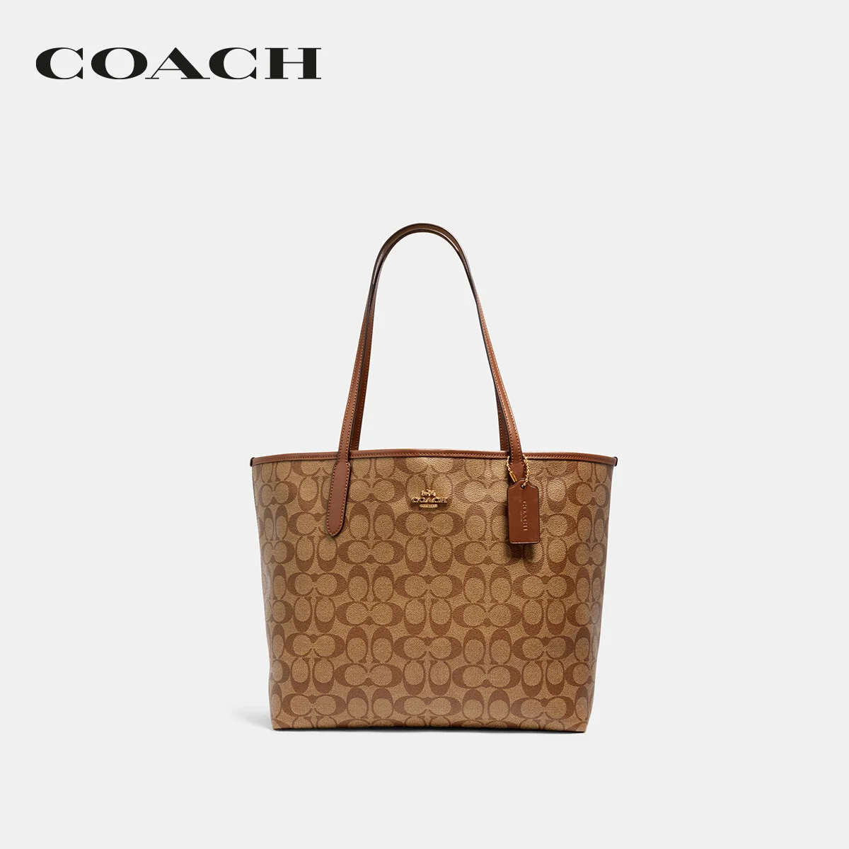 COACH กระเป๋าทรงสี่เหลี่ยม ผู้หญิง รุ่น City Tote In Signature Canvas สีครีม 5696 IME74 ddc55248ef844afc53a495703ea7a2ee