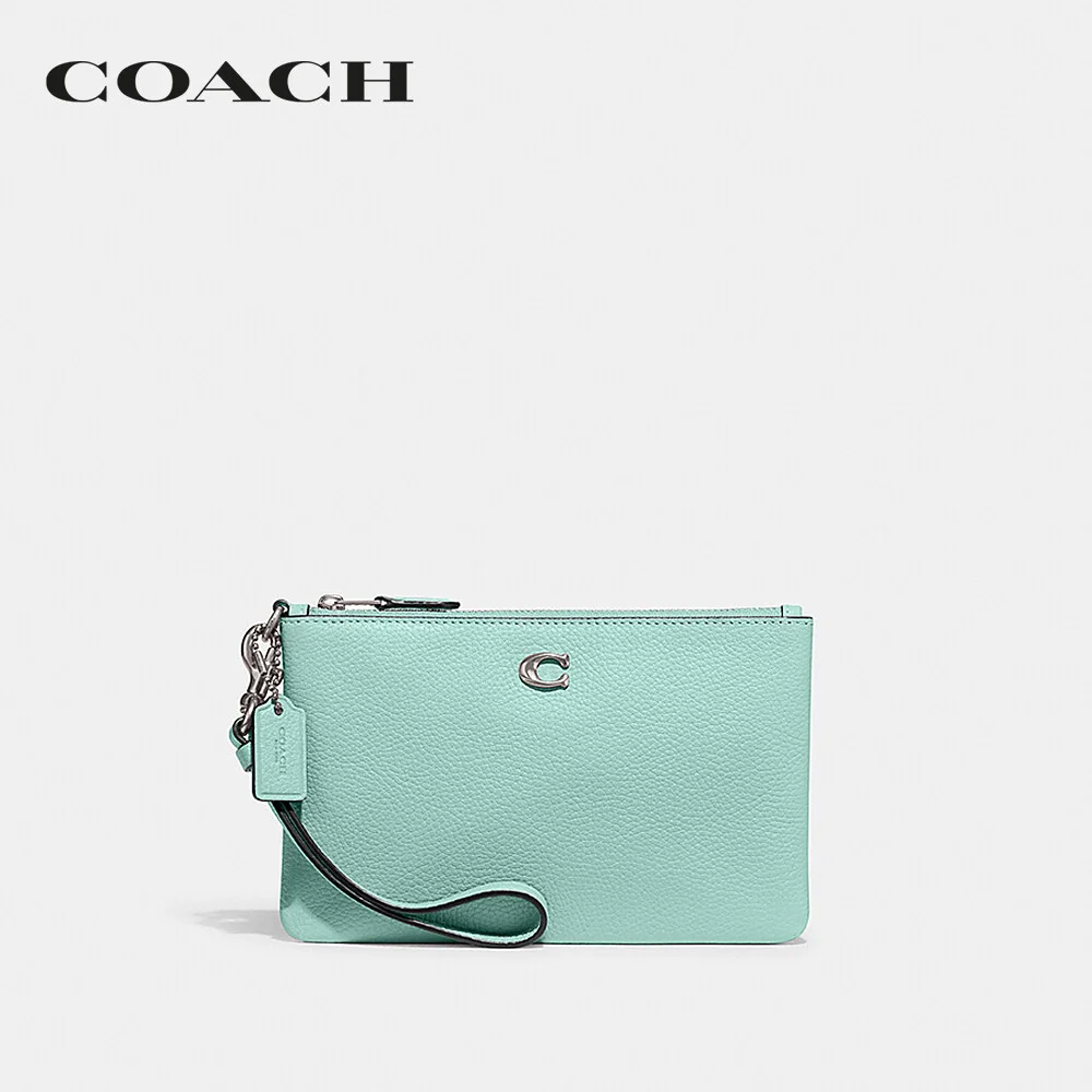 COACH กระเป๋าคล้องมือขนาดเล็ก ผู้หญิง รุ่น Small Wristlet สีฟ้า CH818 LHVSE df6618c58579b386de1cfda18cc6a42a