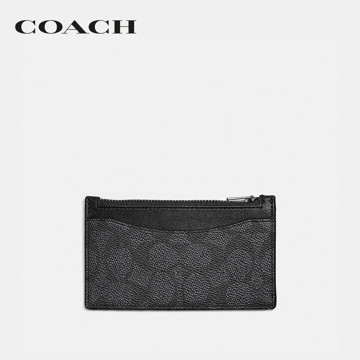 COACH กระเป๋าใส่บัตร ผู้ชาย รุ่น Zip Card Case In Signature Canvas สีเทา C0985 CHR e16ecaea5994a2f2791dba2847e30c78