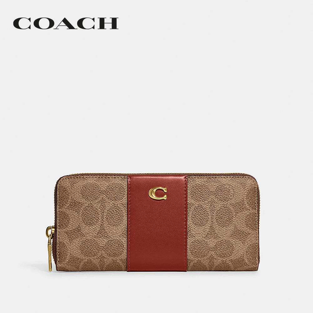 COACH กระเป๋าสตางค์ขนาดยาวมีซิบ ผู้หญิง รุ่น Slim Accordion Zip Wallet In Signature Canvas สีครีม CI331 B4NQ4 ef57ad6db84d2adbcbee73ff8b8ba26a