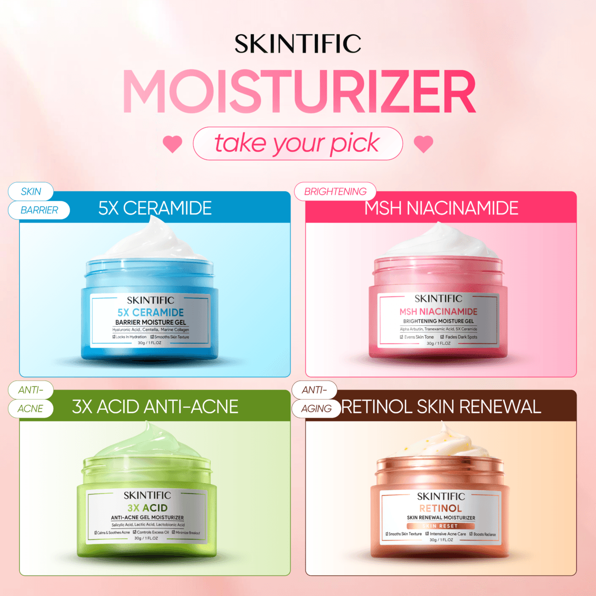 【Moisturizer Collectiom】SKINTIFIC Facial Moisturizers ให้ผิวอิ่มน้ำ กำจัดสิว ให้ผิวกระจ่างใส ต่อต้านริ้วรอยก่อนวัย 04821df02d9a5032c1af92d3f5748ecc