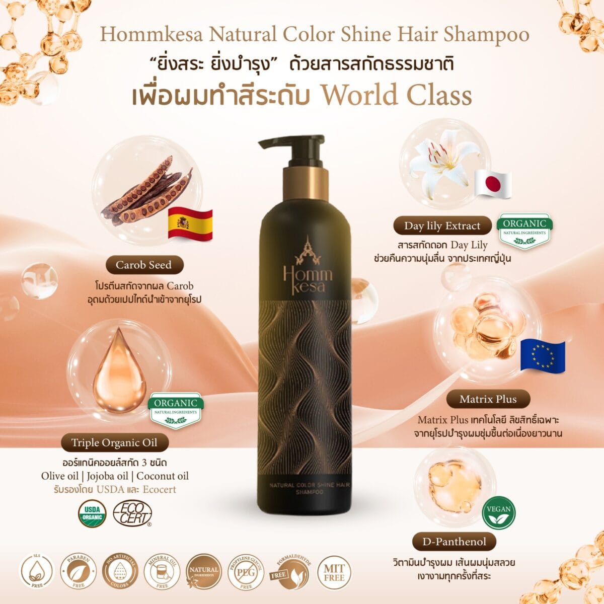 แชมพูบำรุง สูตรเฉพาะหอมเกศ(Hommkesa Natural Color Shampoo ขนาด340ml.) 567bce71846d7eca1927f81e05696a0b