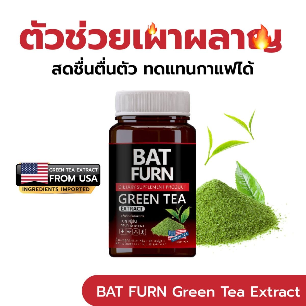 BAT FURN Green Tea Extract Dietary Supplement แบท เฟิร์น กรีนที เอ็กซ์แทรค 6c88a2f86dbe17dcf70a9b884b5ee2c3