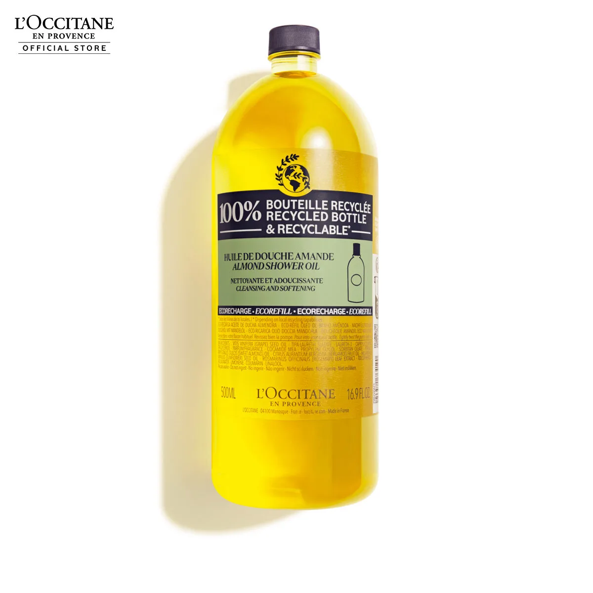L'Occitane Almond Shower Oil Eco-Refill 500ml ล็อกซิทาน ออยล์อาบน้ำ อัลมอนด์ ชาวเวอร์ ออยล์ ขนาดรีฟิล (แบบเติม) 500 มล. (อาบน้ำ อัลมอนด์, ครีมน้ำนม) Sc4f70019fa9944feb8d94824c398e685d