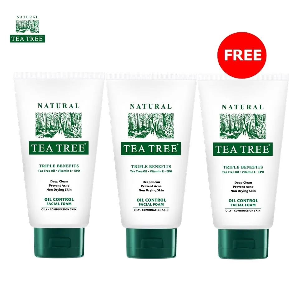 (ซื้อ 2 แถม 1) Tea Tree ที ทรี โฟมล้างหน้า ออยล์ คอนโทรล เฟเชียลโฟม 4.8 ออนซ์ Oil Control Facial Foam) 2 Free 1 aae7c3f96a7f9f659fabe382fa40b6ac
