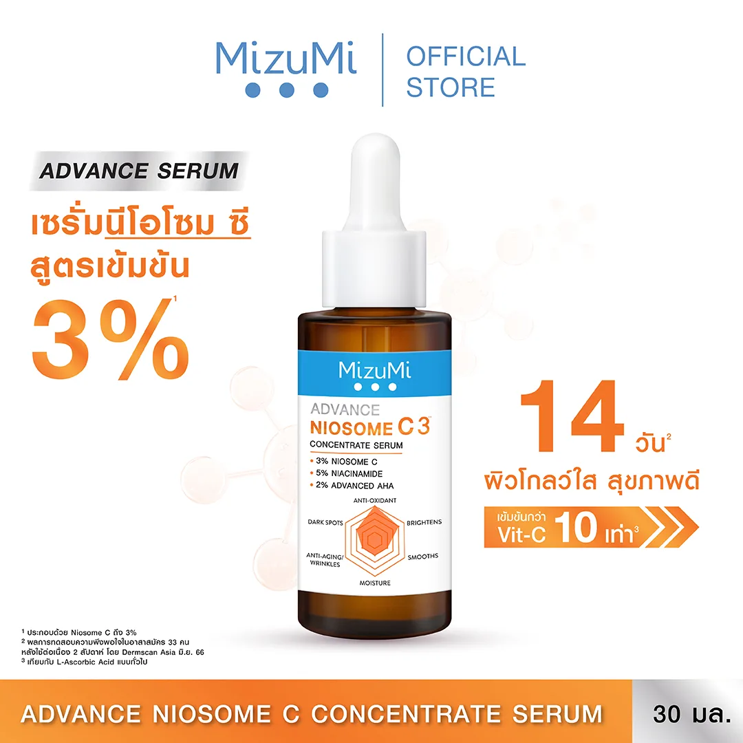 MizuMi Advance Niosome C Concentrate Serum 30 ml เซรั่มนีโอโซม ซี เข้มข้น 3% ผิวดูกระจ่างใส แข็งแรง ทนต่อมลภาวะและแสงแดด ea57f4594003a584aa21be6fe76c7a31